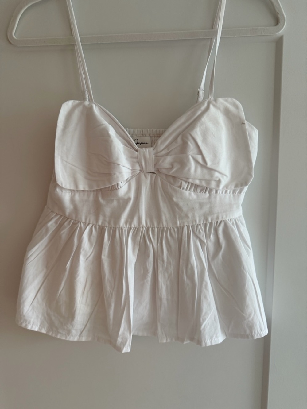 Japna White Spaghetti Strap Peplum Bustier Top